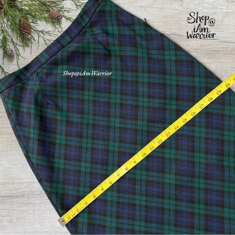 J.Crew RARE vintage green/blue tartan plaid wool maxi skirt *shop@iamwarrior